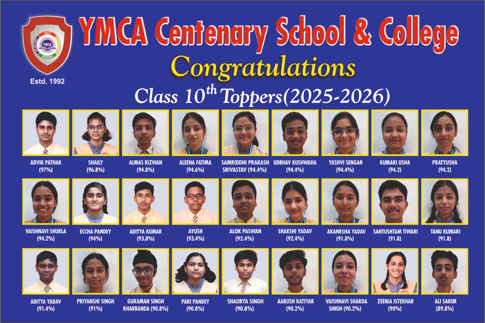 YMCA CBSE Class 10 Result (25-26)